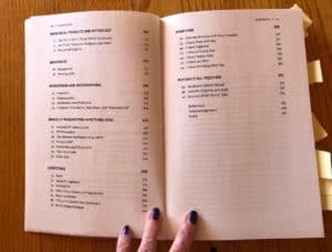 Table of contents, second half of Vagina Bible