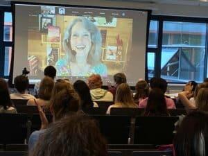 Joan Price on a virtual speaking engagement in Nijmegen, Netherlands